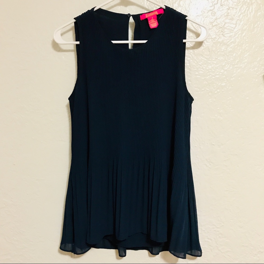 Navy Pleated Tank